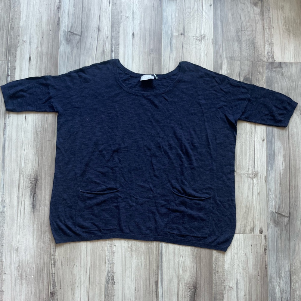 Cyrus Navy Blue Short Sleeve Sweater